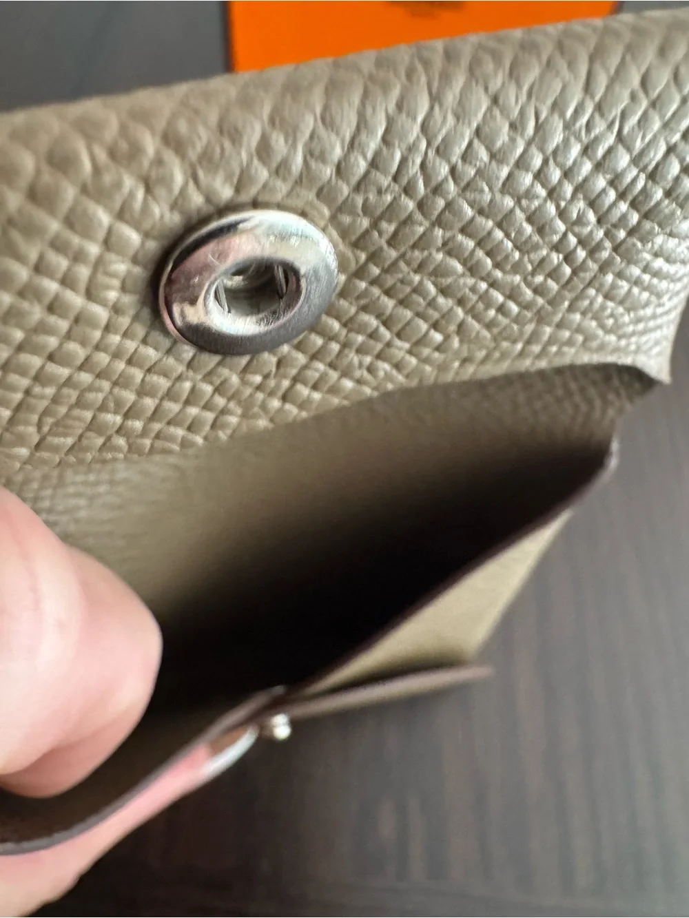 Hermes Leather Coin Pouch in Taupe